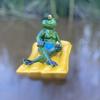 Floating Resin Frog Figurine Funny Frog on A Pool Float Statue for Outdoor Garden
