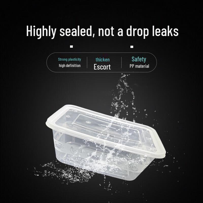 Transparent Disposable Square Takeaway Meal Box with Lid