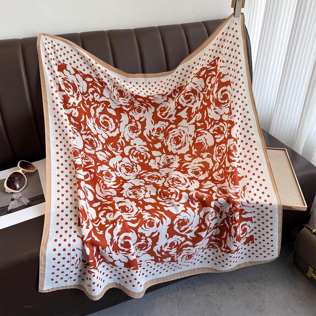 Camellia Scarf for Women with Light Luxury Temperament Decorative Scarf Neck Protection Scarf Versatile Trendy