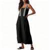 Women Sleeveless Loose Fit Casual Long Dress with Adjustable Striped Straps Lightweight Summer Maxi Dress for Daily Wear