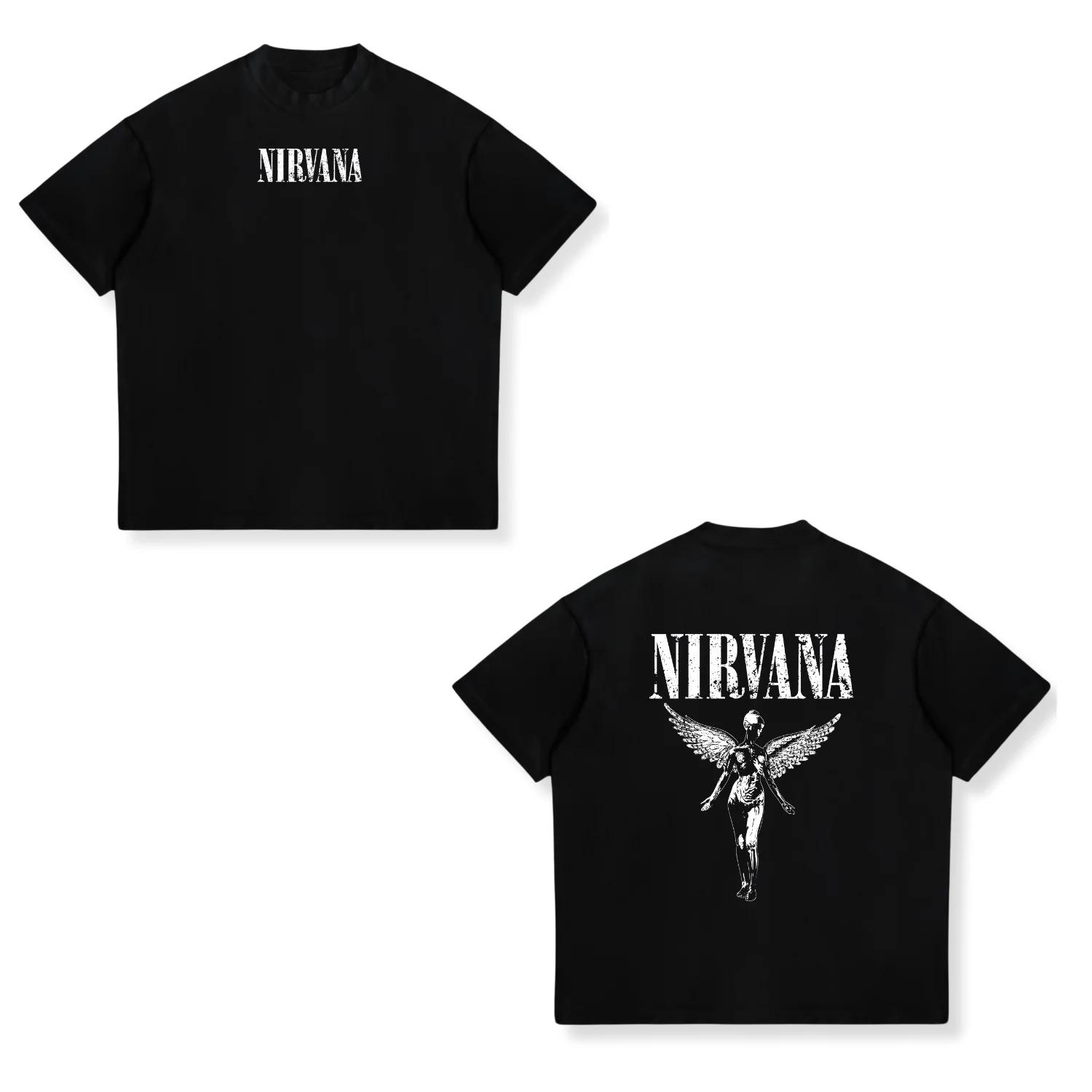 

Nirvana Vintage Rock Band Round Neck Short Sleeve TShirt Retro Angel Floral Graphic Tee for Grunge Music Enthusiasts Cotton M