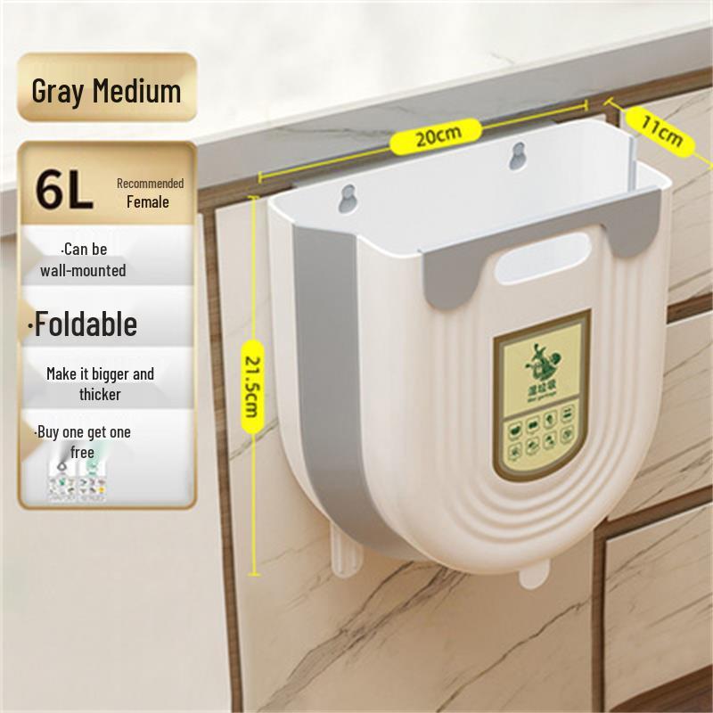 Wall-Mounted Flip-Top Trash Can for Kitchen Bathroom or Living Room - Large Capacity Hanging Waste Basket 898₽