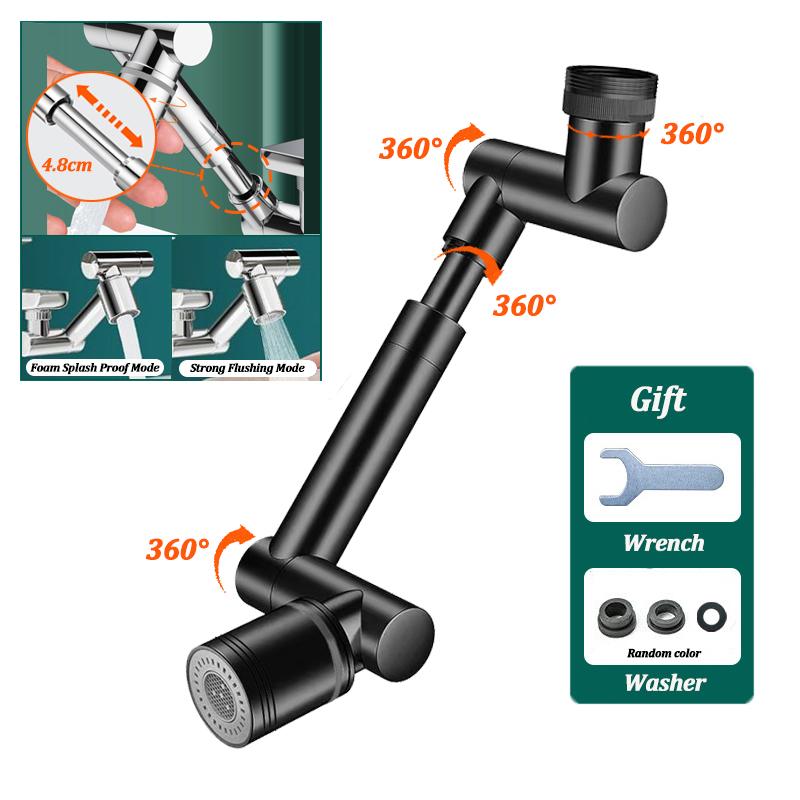 1440°Kitchen Scalable Metal Faucet Aerator Bathroom Tap Splash-proof Bubbler Faucet Filter Nozzle Tap Saving Water Extender