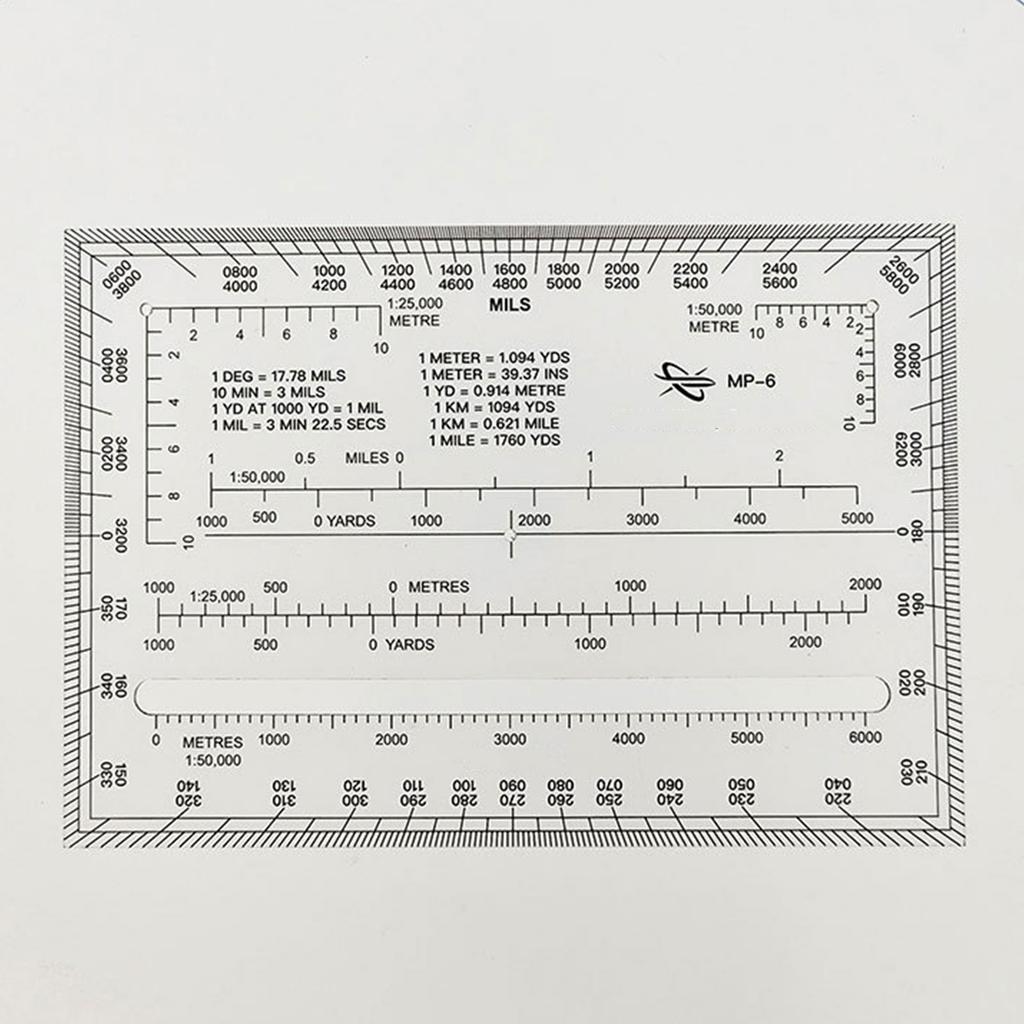 Hartă topografică flexibilă, scară militară, raportor, margini exterioare, 0-6400 mile, linie de jos, citire 1:5000 1:25000 pentru exterior