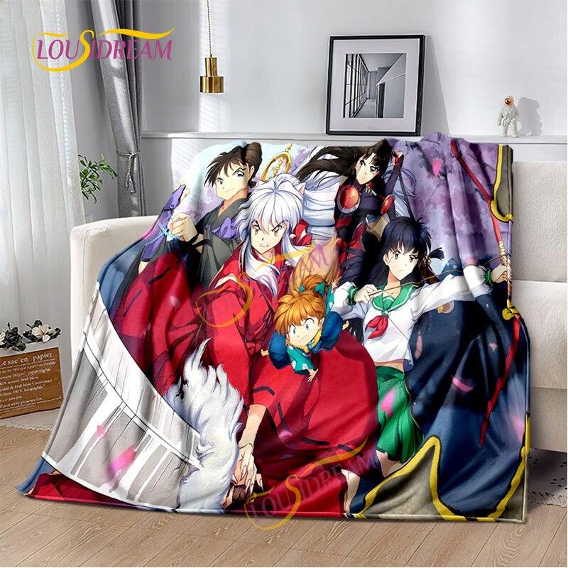 Inuyasha battaniyesi sıcak rahat çocuk battaniyesi karikatür pazen çarşaf kanepe örtüsü yürüyüş yetişkin ofis öğle yemeği molası battaniyesi.