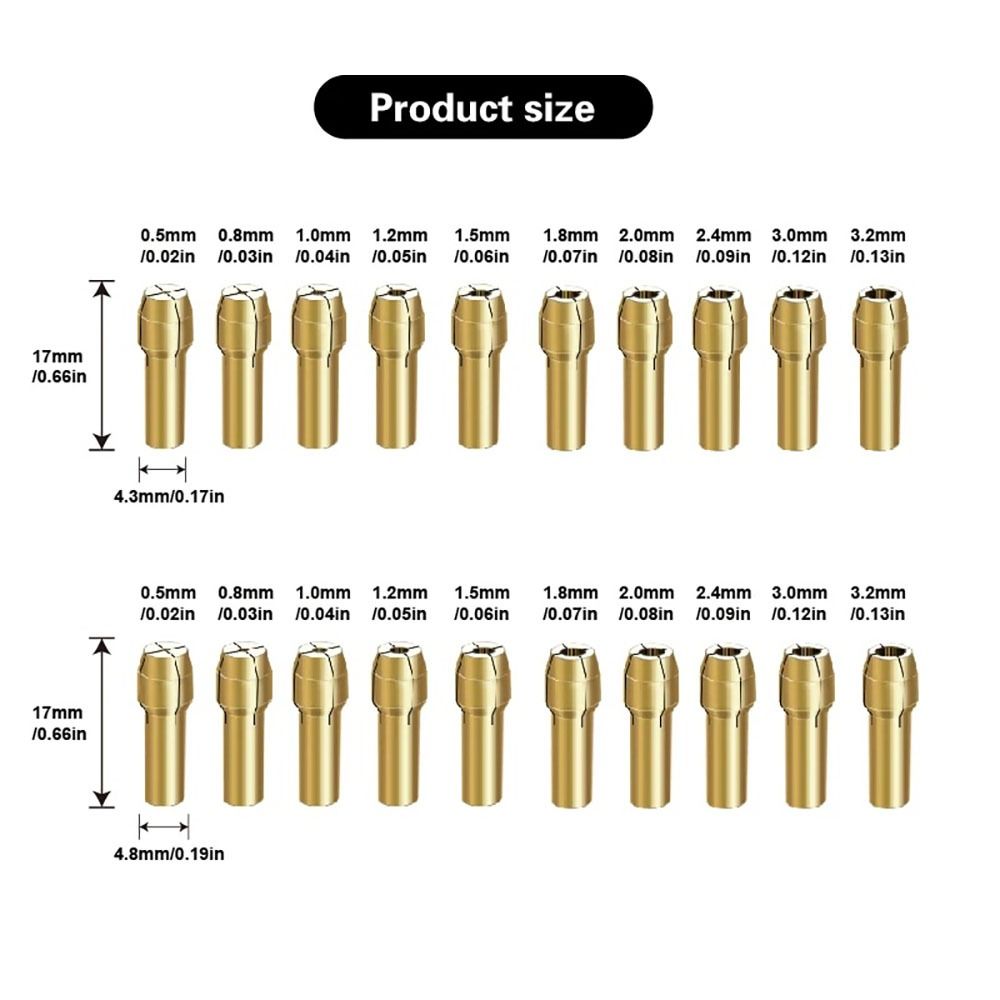 10Pcs 0.5-3.2mm Mini Drill Chuck Set For Power Rotary Tools and Electric Grinders