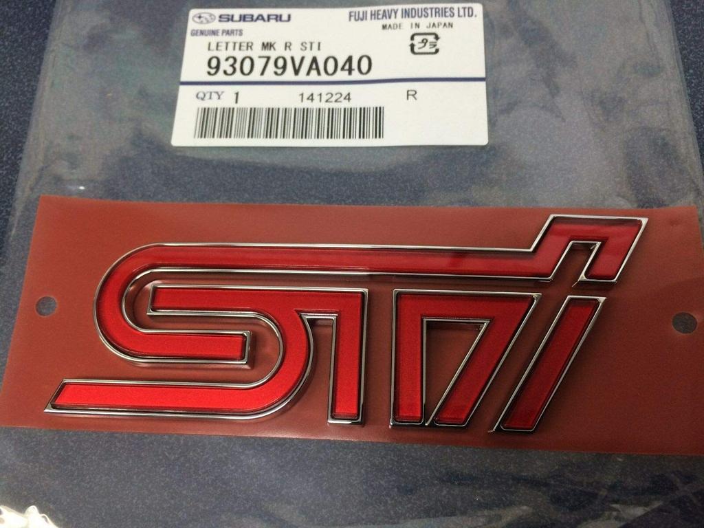 Subaru Rear STi Badge Trunk Emblem for 2015-2018 Impreza WRX STi - 93079VA040 - Genuine OEM