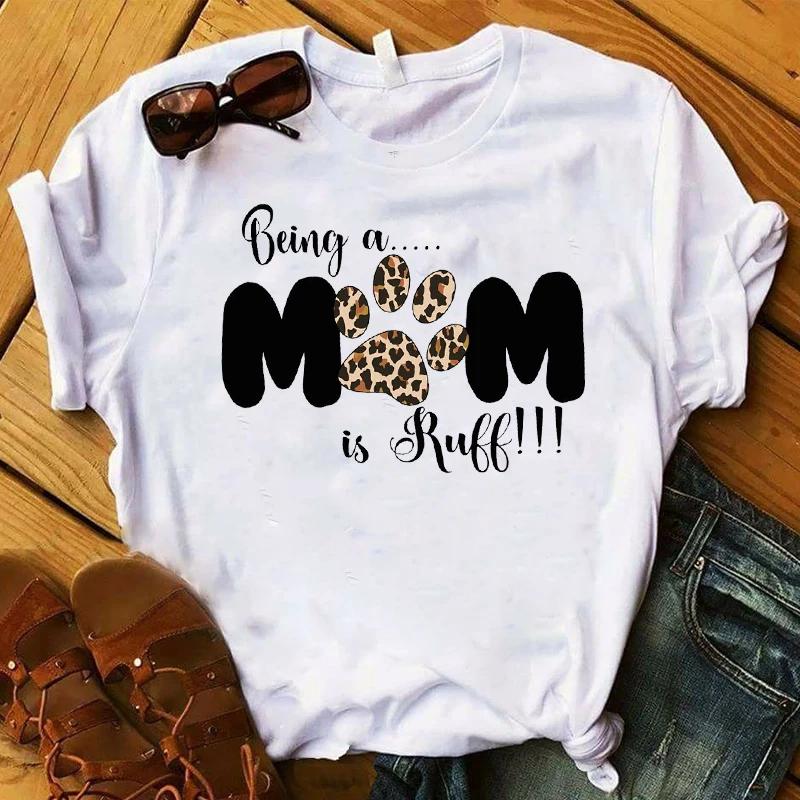 Women T Graphic Flower Never Walk Alone Dog Paw Fashion Printed Top Tshirt Female Tee Shirt Ladies Clothes Tshirt