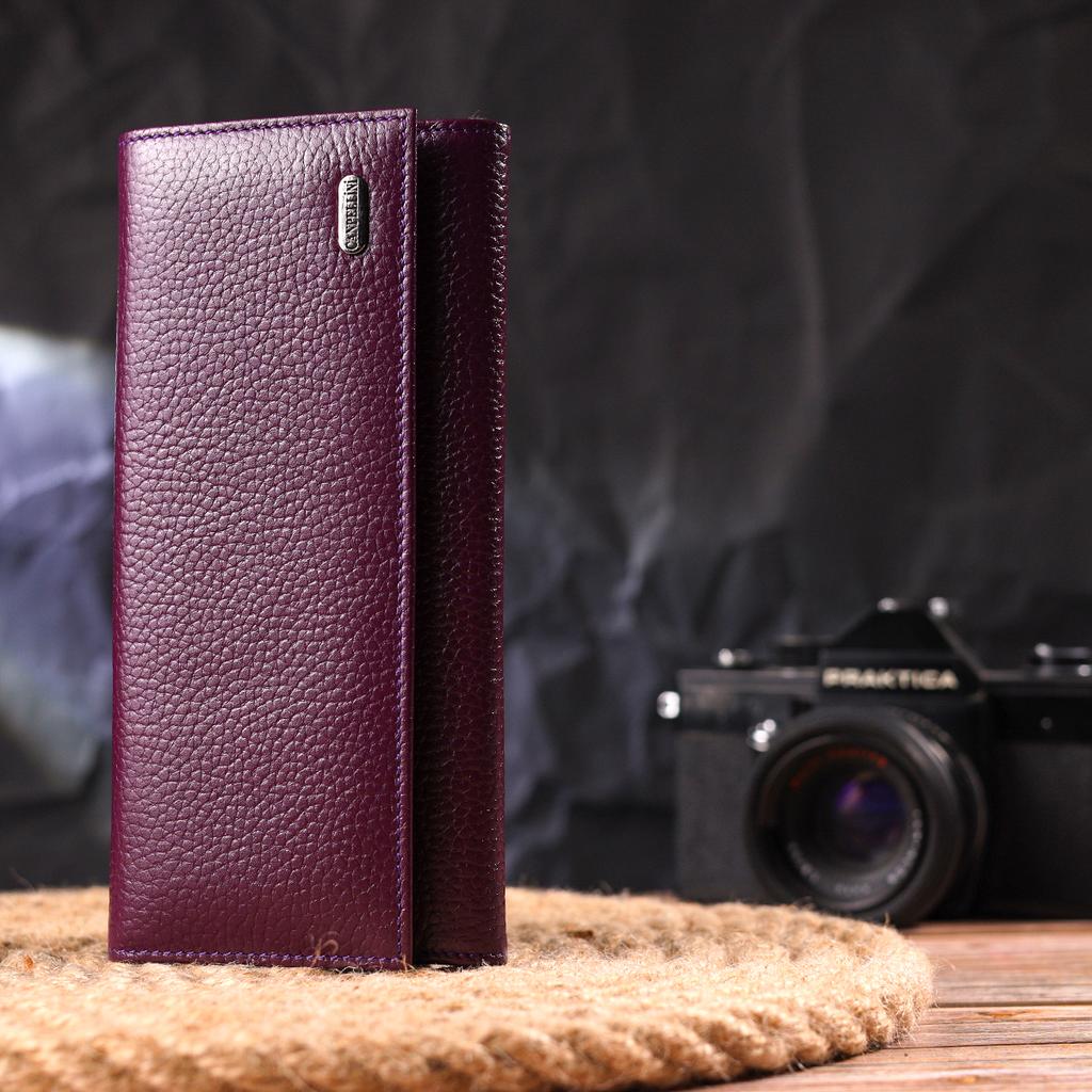 Geräumige Damenbrieftasche aus genarbtem Echtleder CANPELLINI Wallet 21630 Lila