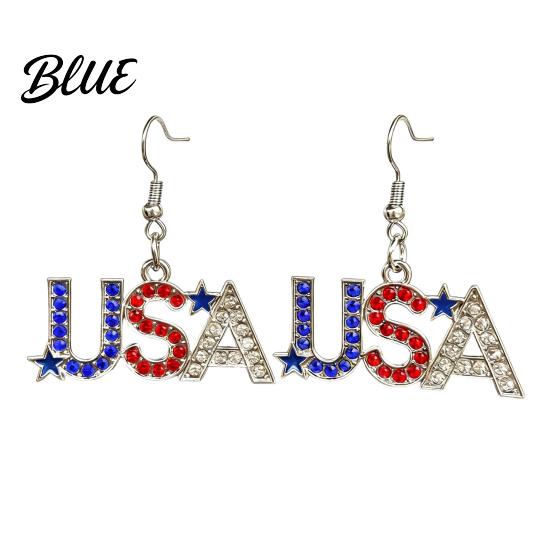 Lightweight Alloy Earrings 1 Pair Hook American Independence Day Pattern