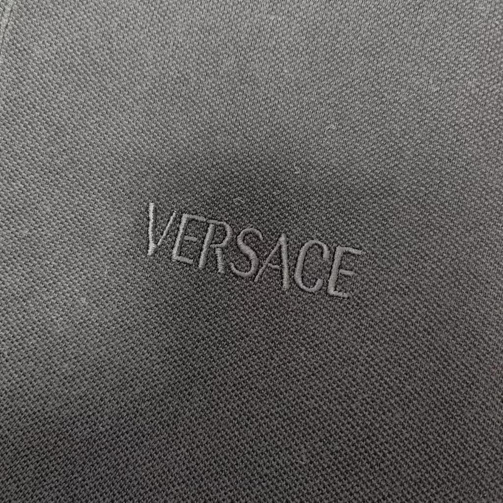 Versace SS23 Letter Embroidery Casual Short Sleeve Polo Shirt Men Polo Shirts Black 1012260-1A08837-2B130