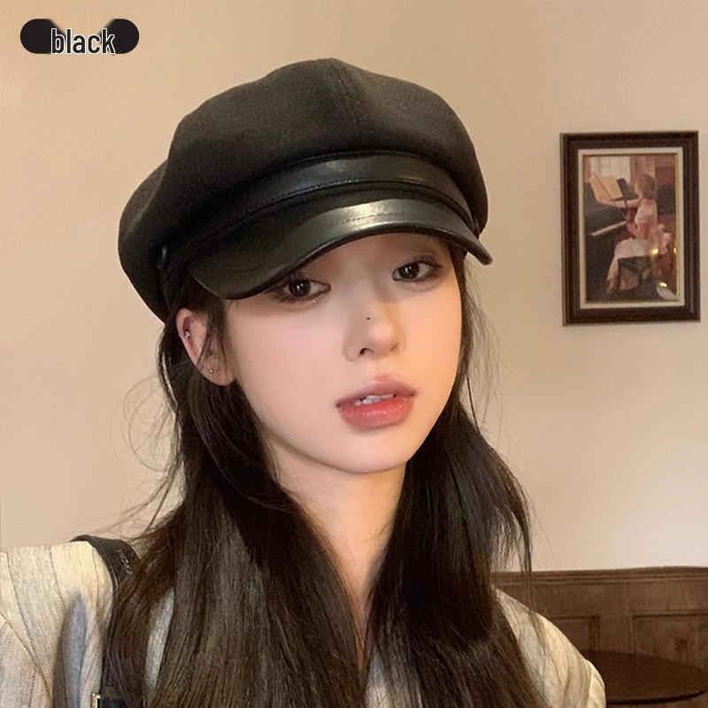 Korean Style Women's Autumn/Winter Beret: Face-Slimming Retro Newsboy Cap.