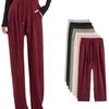 Ankara Red Cashmere Pants Women's Loose Straight Pants Knitted Silk Casual Narrow Wide-leg Pants