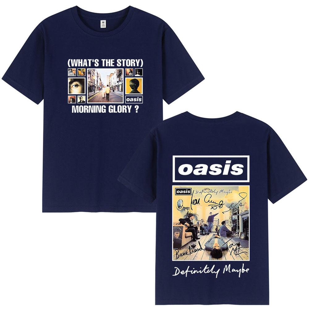 O-Oasis T-Shirts British Rock Band Vintage T-shirt Mens Clothing Cotton Casual Short Sleeve T Shirts Tops Streetwear Fans Gift