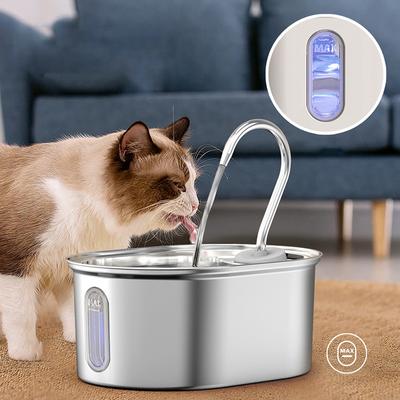 Hot Sale Stainless Steel Automatic Cat Fountain Water Dispenser 3.2L Ultra Quiet Multi-Layer Filtering Smart Cat Water Fountain