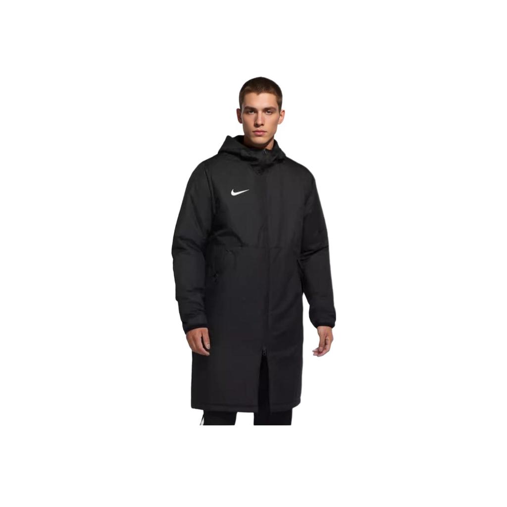 Nike Chaqueta de Algodón Cálida de Largo Medio con Capucha de Color Sólido para Hombre Ropa Exterior Azul Oscuro CW6767-451