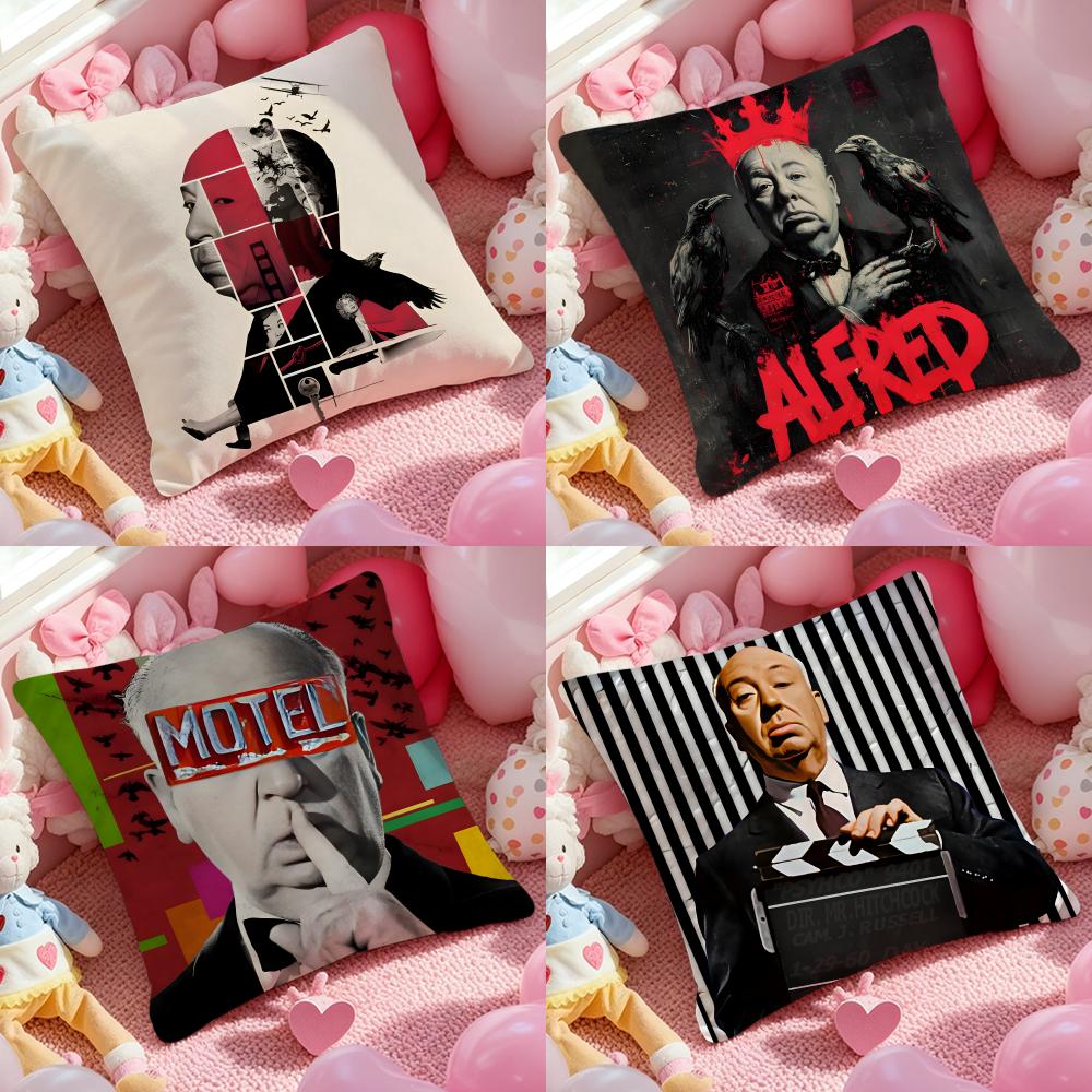 Alfred Hitchcock Cushion Cover Anti-dustmite Pillowcase Invisible Zipper Silky Short Plush Sofa Cushion Cover