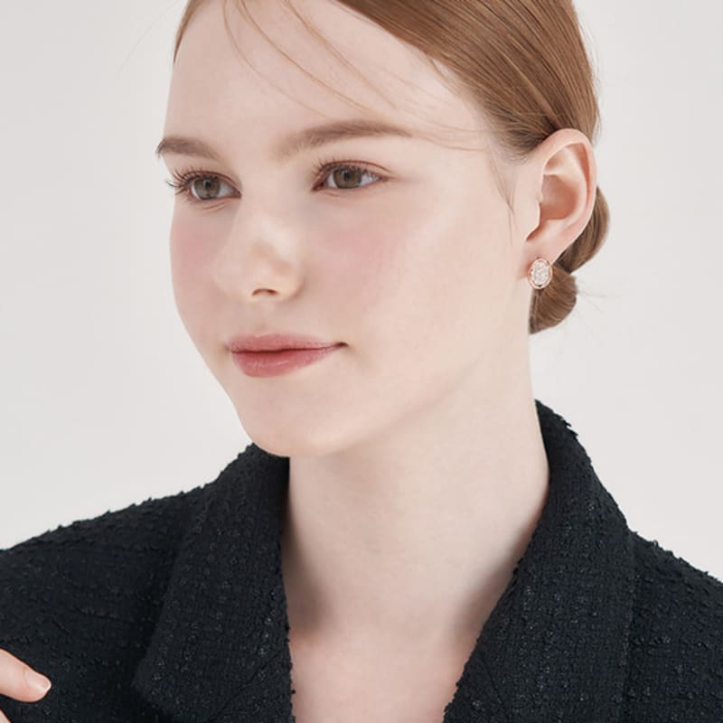 ELLE Jewelry 14K GF Ballroom Round Stone One-Touch Earrings ELGPEE549