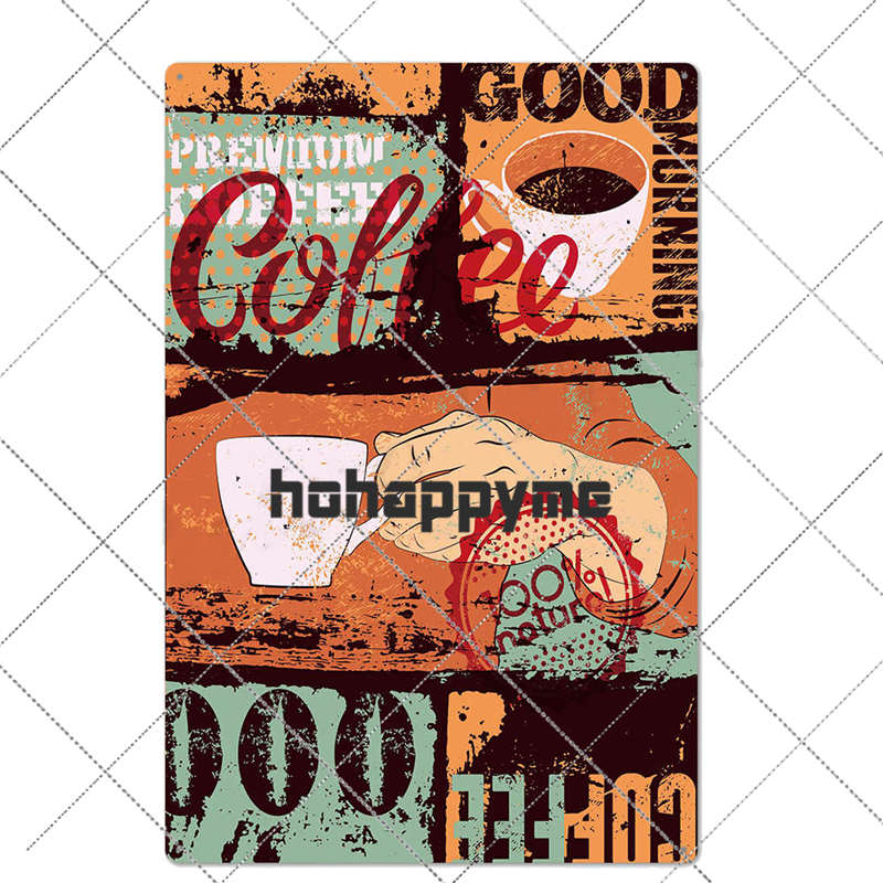 Coffee Tin Sign Vintage Metal Plaque Kitchen Coffee Bar Cafe Retro Posters Pub Wall Decorative Plates Home Decor 20*30 cm