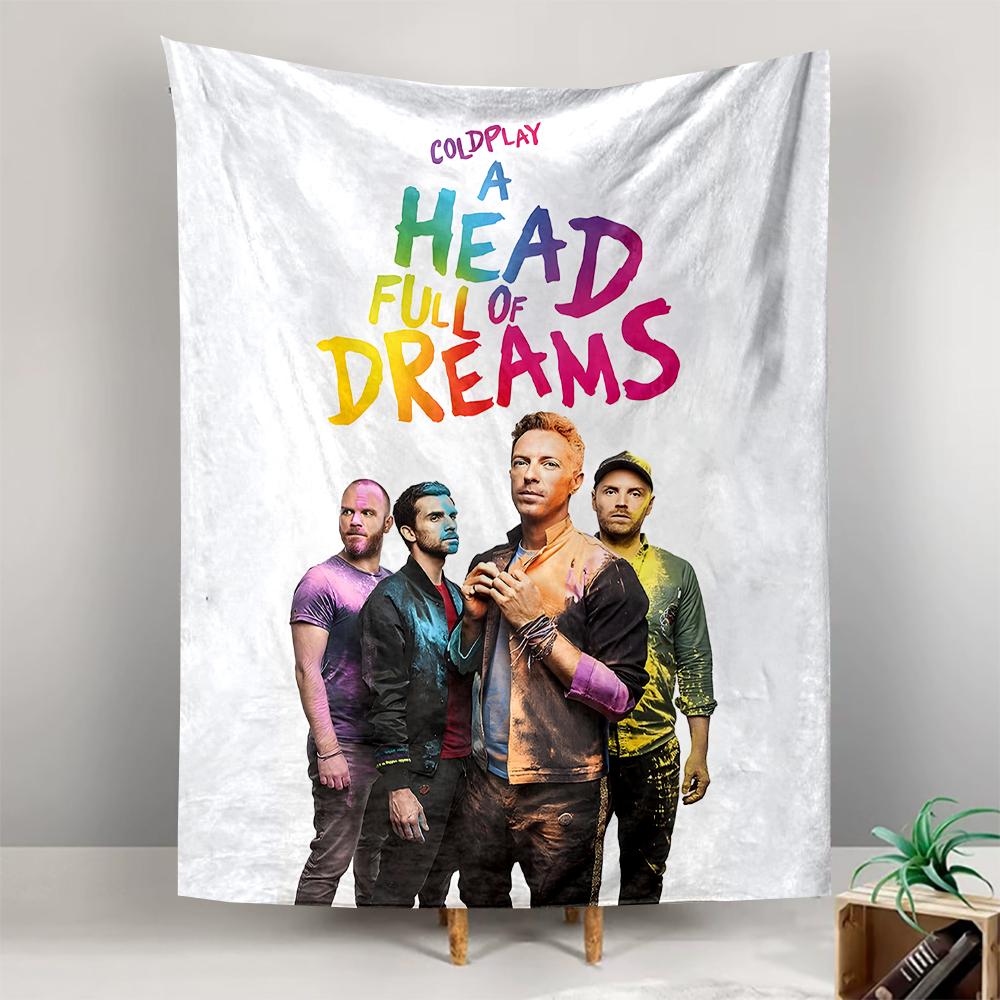 Vertical Tapestry Coldplay A Head Full Of Dreams Rainbow Letters Band Colorful Wall Hanging Poster for Fans Dorm