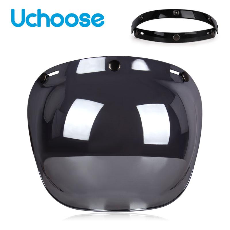 Authentic Bubble Mirror Motorcycle Helmet Three Button Type Retro Style Helmet Lenses Bubble Shield Visors Helmet Accessories