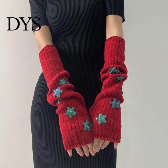 Lolita-Stil Armstulpen Sternenstrick-Stulpen, Fingerlose Handschuhe für Damen Mädchen, Gothic-gestreifte Häkel-Ärmel, Cosplay-Kostüm und Tägliche Kleidung
