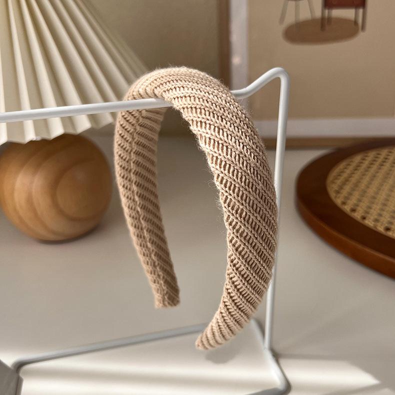 Autumn/Winter Fashion Brown Color Headbands Sponge Wide Crystal Hair Bands for Woman Temperament Hair Hoop Hair Accessories