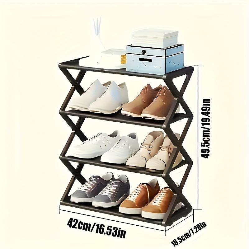 4 Tier Foldable Shoe Rack Space Saving Free Standing Shoe Storage Organizer for Closet Hallway