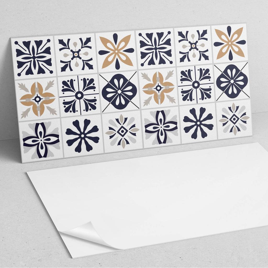 Self-adhesive Vinyl Panel with Print for Bathroom 100x50 cm Decorative Patterns in Tiles