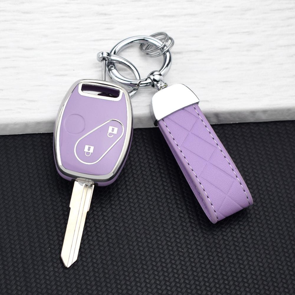 2/3/4 Button TPU Car Key Case Cover for Honda Fit CIVIC JAZZ CR-V Accord Pilot Freed StepWGN Insight Key Shell Bag Key Chain Set