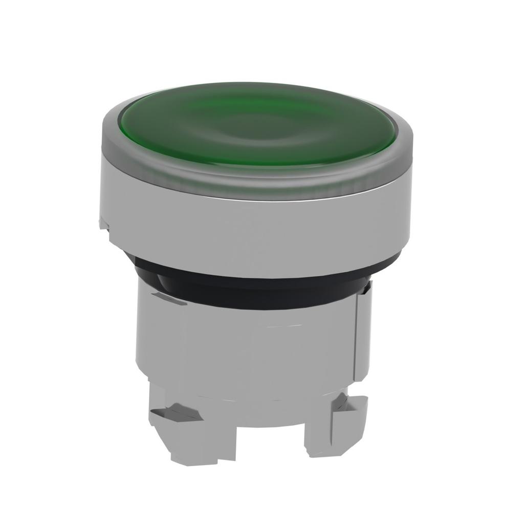 Harmony XB4 Green Metal Flat Pushbutton Head with Spring Return