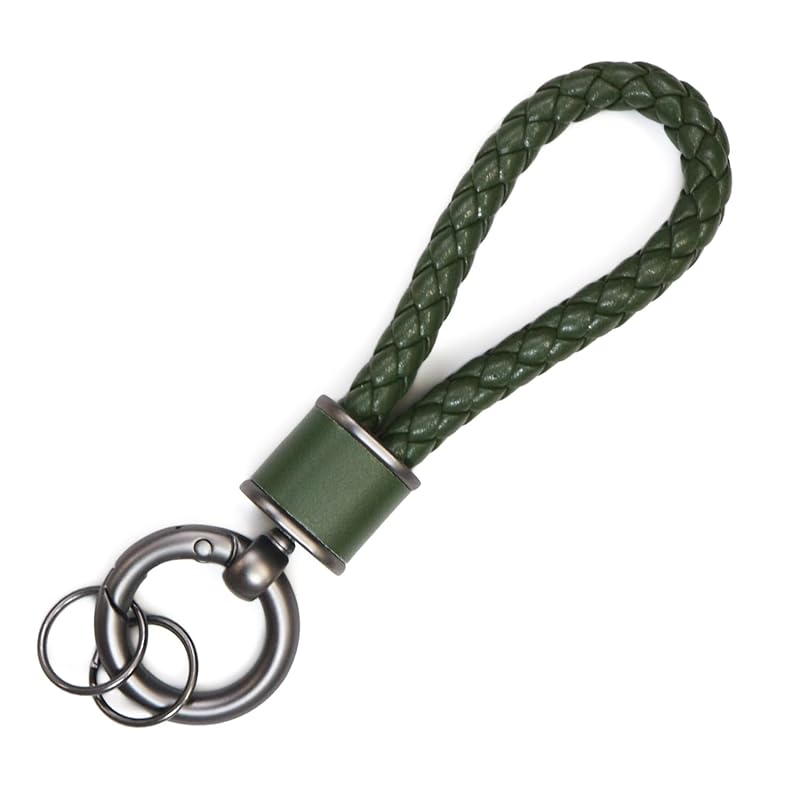 

[Glitter Punpun Maru] leather key ring braid [green] green key leather strap car bike falling lost prevention NSKR-062