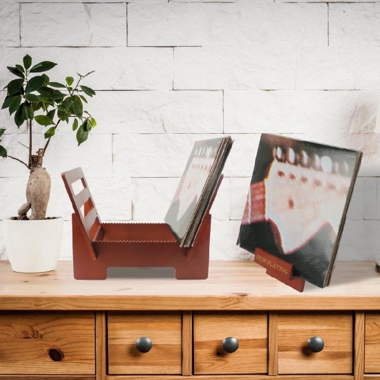 Wood Record Support Stand Holder Organiser Rack Organizes 30+/8+ Albums Desktop Disc Display Bracket
