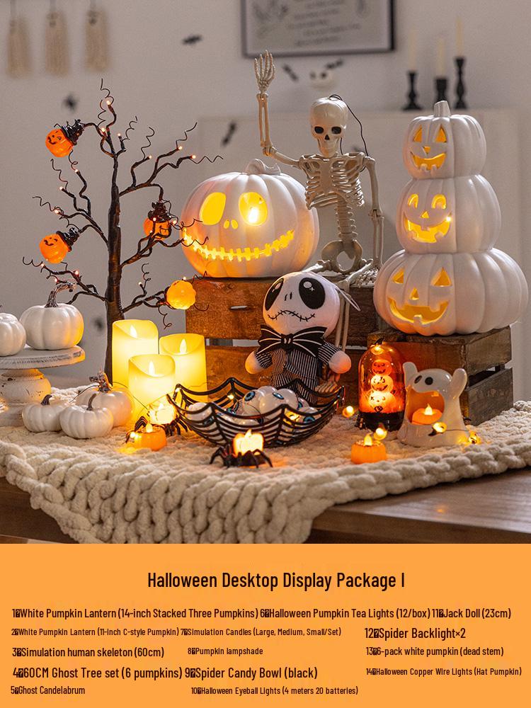 Halloween Glow-in-the-Dark Pumpkin Lantern Set for Party Decorations