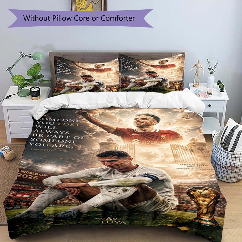 Ronaldo's Cristiano Ronaldo's Journey Bedding Set, Breathable Duvet Cover with Pillowcases, Soft Bed Linen for Bedroom Home Decoration, Perfect Festiv