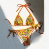 Vibrant Tropical Print Triangle Bikini with Side Tie Bottoms