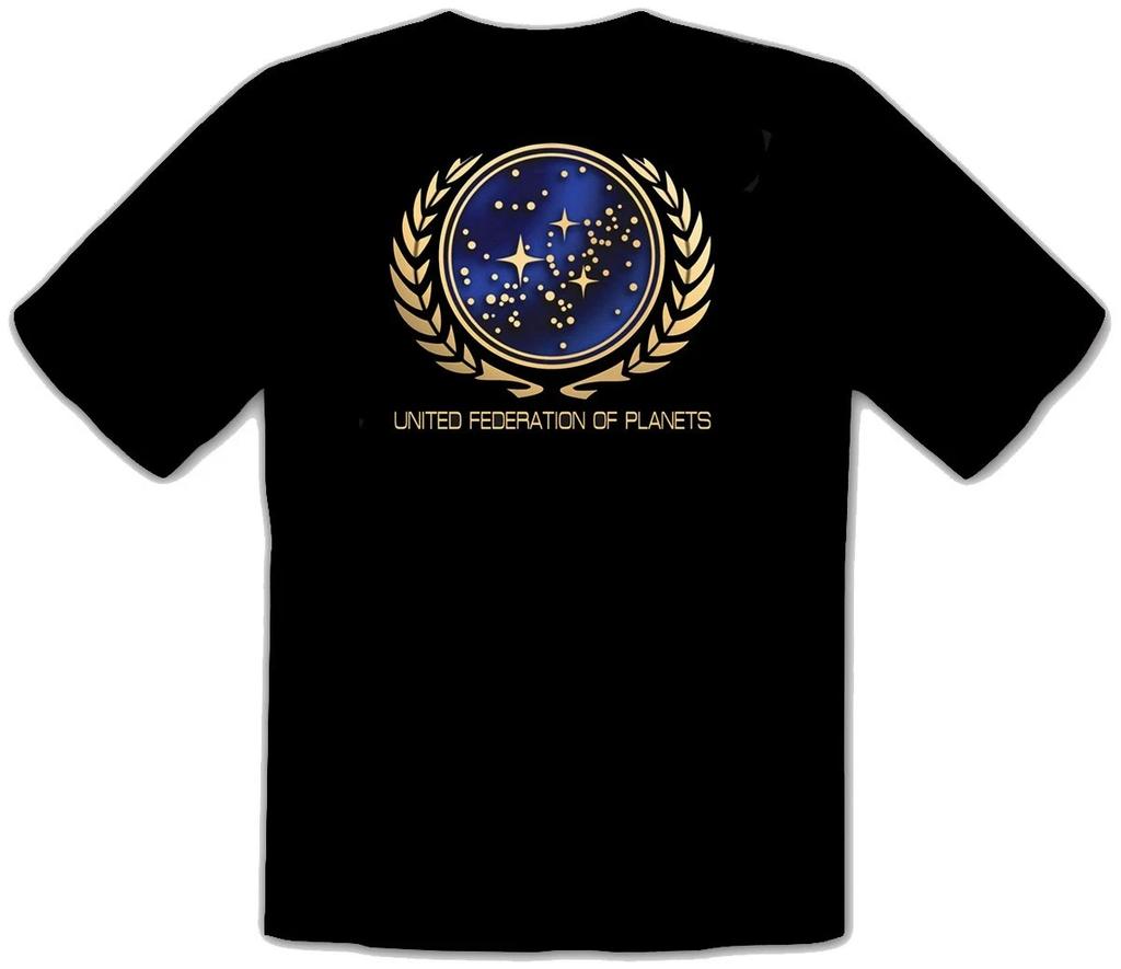 Star Trek Wars United Federation of Planet Black T-Shirt -317-