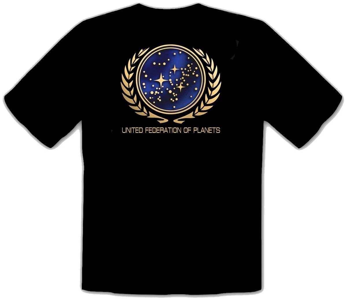 Star Trek Wars United Federation of Planet Black T-Shirt -317- S