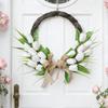 Spring Summer Wreath for Front Door Artificial Flower Wreath for Indoor Outdoor Wall Festival Home Wedding Decor White