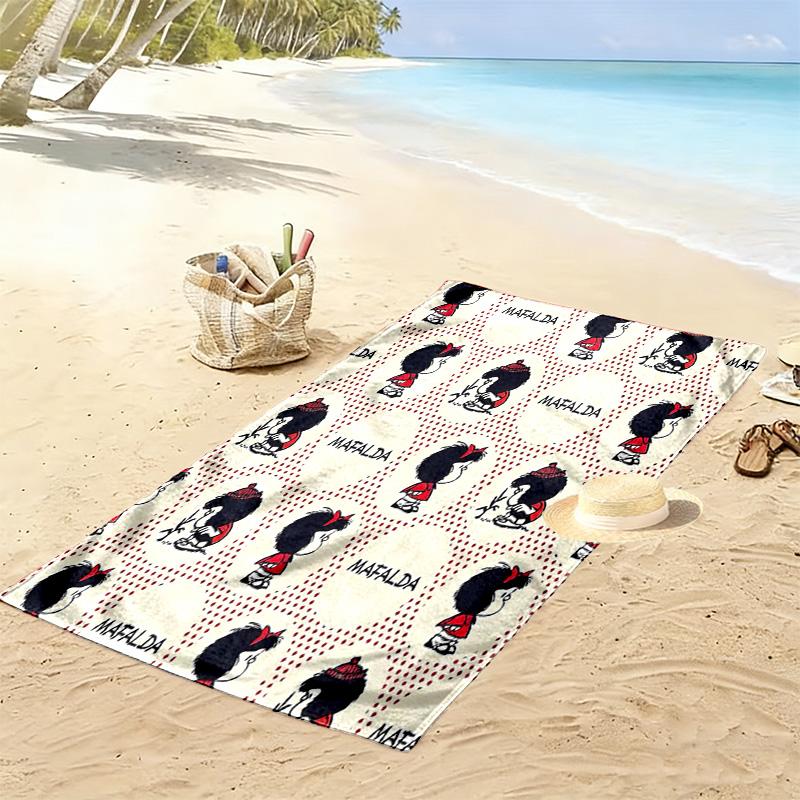 Mafalda Print Beach Towel, Large Soft Quick Dry Towel for Beach Camping Swimming