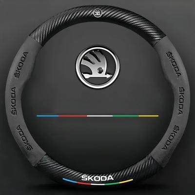Potah volantu do auta z karbonových vláken a kůže Pro Skoda Octavia a5 a4 MK2 MK3 2 3 A7 Fabia Karoq Kodiaq Rapid yeti Příslušenství
