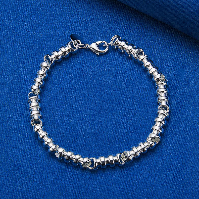 925 Sterling Silver 8-inch Exquisite Bead Bracelet, Fashionable Women's Party Wedding Accessories Jewelry