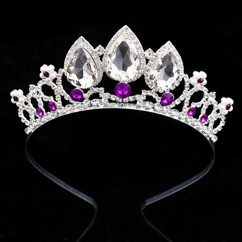 European Style Wedding Dress Crown Jewelry Stage Performance Princess Crown Tiara Travel Photography Crystal Crown Water Drop Type