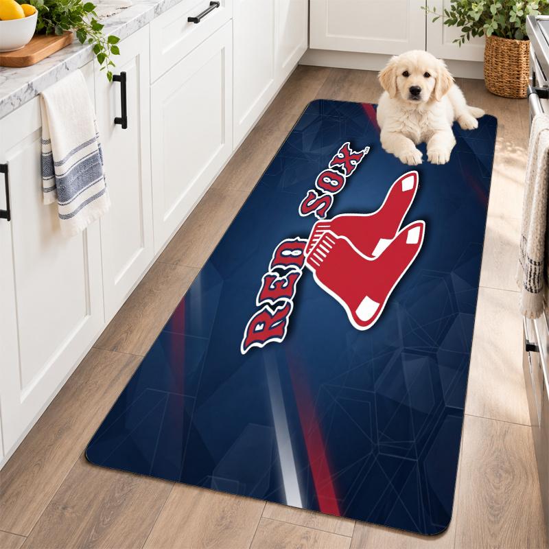 Flannel Kitchen Mat Boston Red Sox Soft Area Rug Non Slip Floor Carpet Home Decoration
