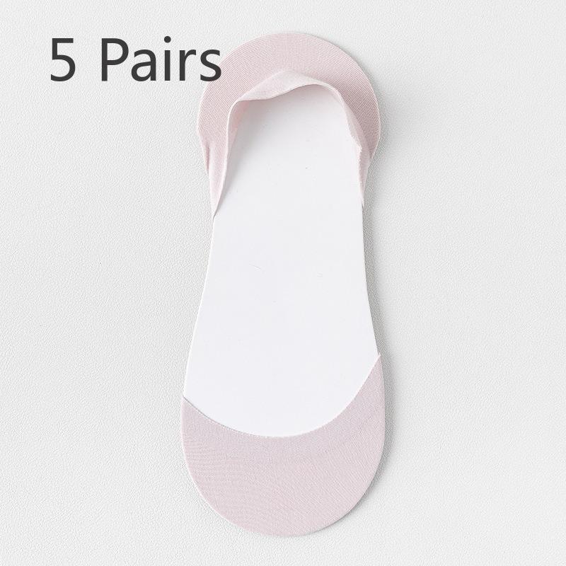 5 Pairs of Women's Summer Thin Non-slip Heel Shallow Mouth Invisible Socks