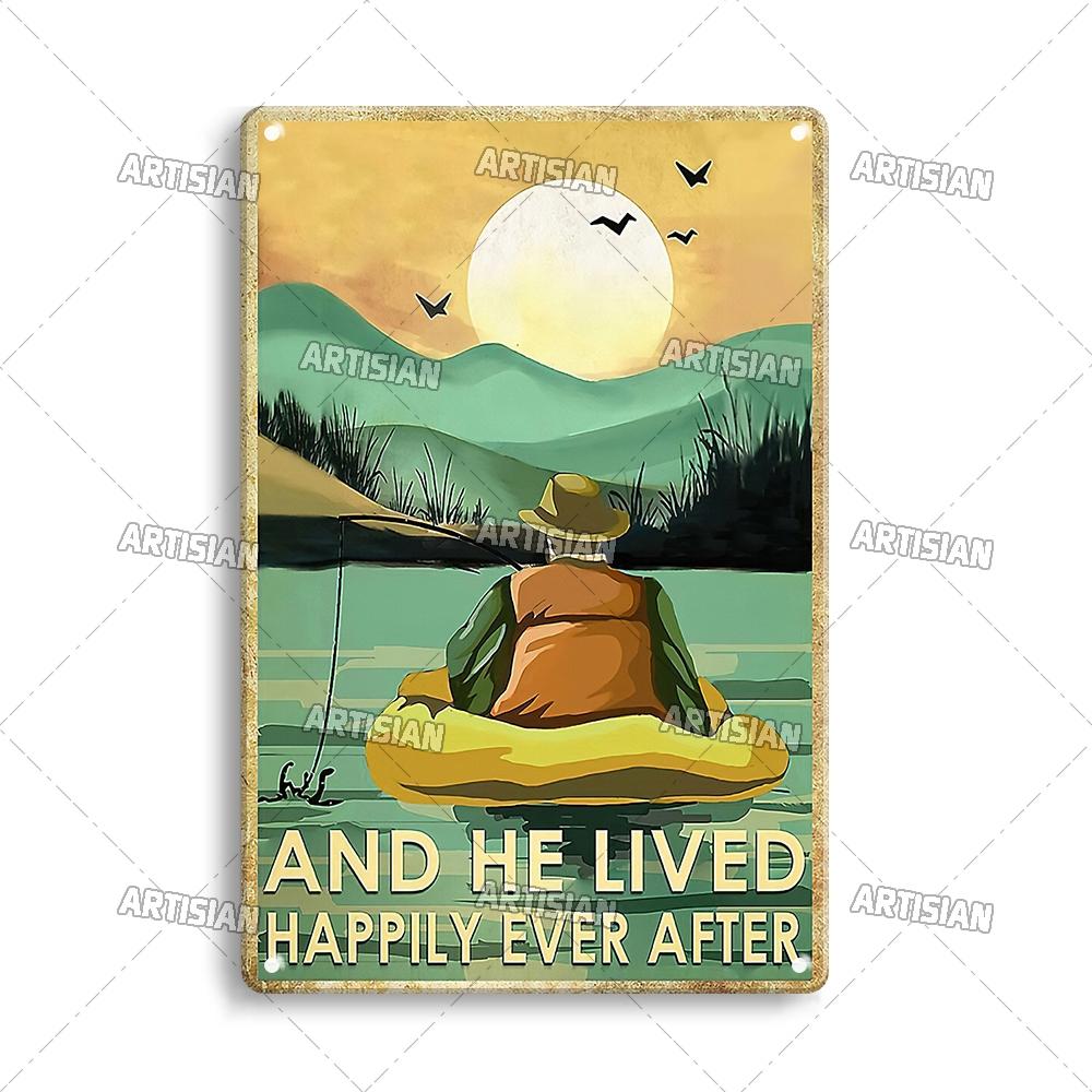 Artisian Fishing Metall-Poster, Sport, Weißblech, Köder, dekoratives Schild, Wanddekoration, Garage, Bar, Pub, Club, Hotel, Café, Küche, Zuhause