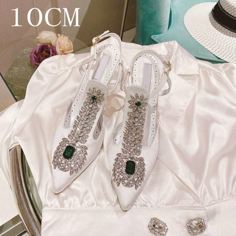 

Fashion 2025 Summer New Pointy Stiletto High Heels Female Temperament Sexy Diamond Beautiful Wedding Shoes After Empty Head Sandals 34