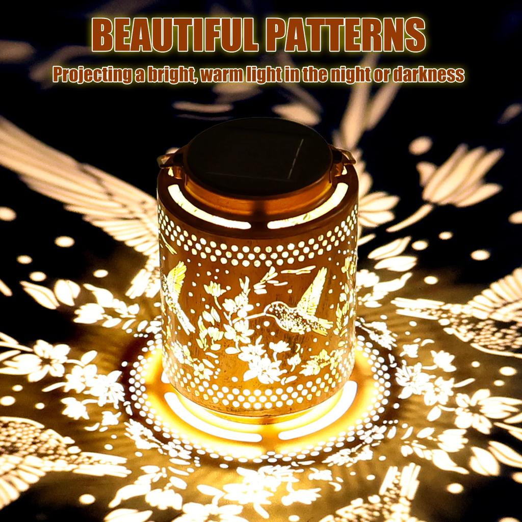 Hummingbird Solar Lantern IP65 Waterproof Metal Solar Light Dual Lighting Mode Step Wall Fence Lights Outdoor Garden Decoration