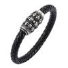 Men's Retro Skull Leather Bracelet with Magnetic Buckle