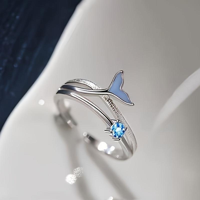 Elegant Natural Blue Stone Adjustable Hummingbird Rings for Women Glass Filled Rings Female Engagement Wedding Party Jewelry